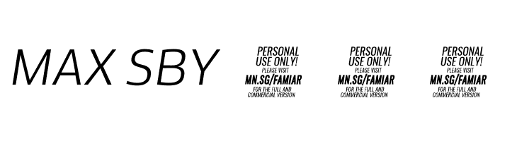 Famiar PERSONAL USE ONLY Light Italic  Free Fonts Download