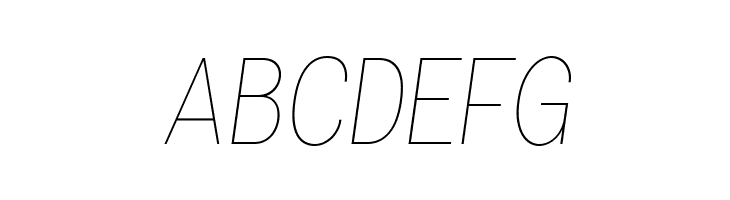ABCDEFG Specify PERSONAL Condensed Thin Italic Font
